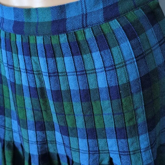 Vintage ALJEAN Canada 100% Wool Plaid Pleated Skirt Fits Size XXS - Picture 7 of 14